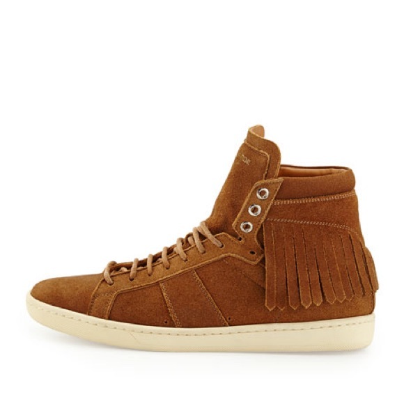 Saint Laurent Cognac Fringe Sneakers - Picture 1 of 11